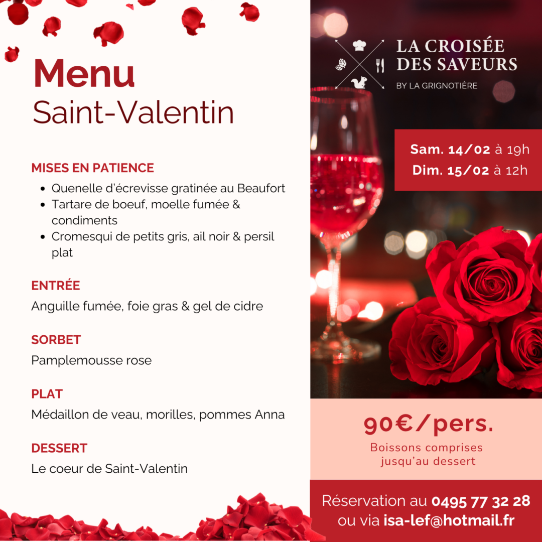 menu saint valentin la croisée des saveurs 2026
